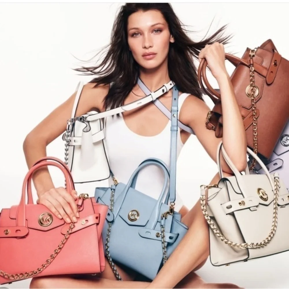 New Michael Kors Carmen Medium Color-Block Belted Satchel bag